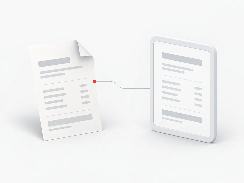 Eine Gutschrift auf Papier wird zu einem digitalen Dokument.